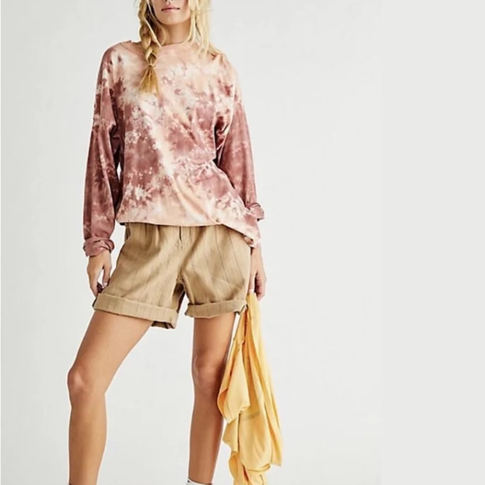 We The Free Pink and White Tie-Dye Long Sleeve Top